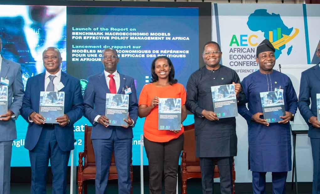 Speakers at the launch of African Development Bank Group's report on Benchmark Macroeconomic Models for Effective Policy Management in Africa in Addis Ababa