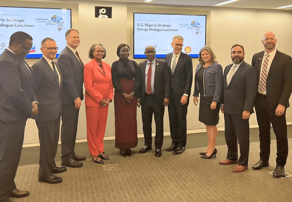 Special Adviser to the President on Energy, Olu Verheijen (5th from left); Minister of State for Petroleum Resources (Gas), Hon Ekperikpe Ekpo (5th from right) in a group photograph with members of the U.S. – Nigeria Energy Security Dialogue held in Washington, DC. On Tuesday.